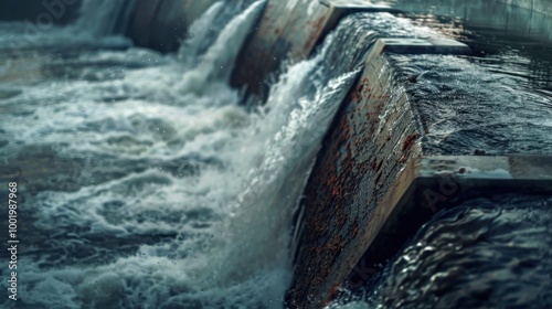 Flowing Water Over Spillway in Nature photo