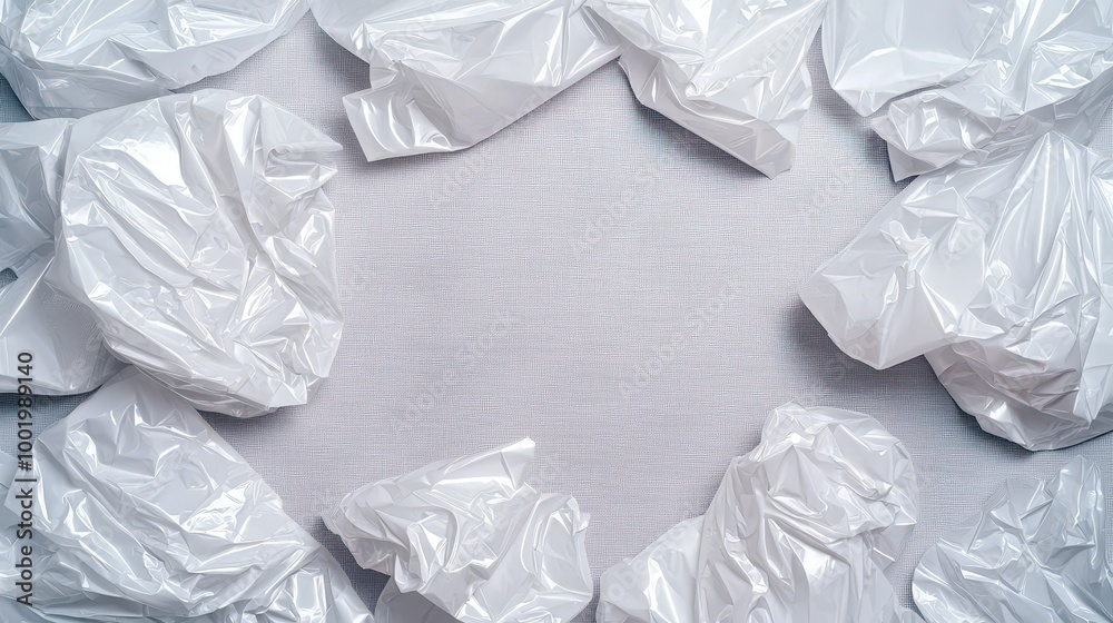 White Plastic Wrap Texture Background  Crumpled  Abstract  Minimalist