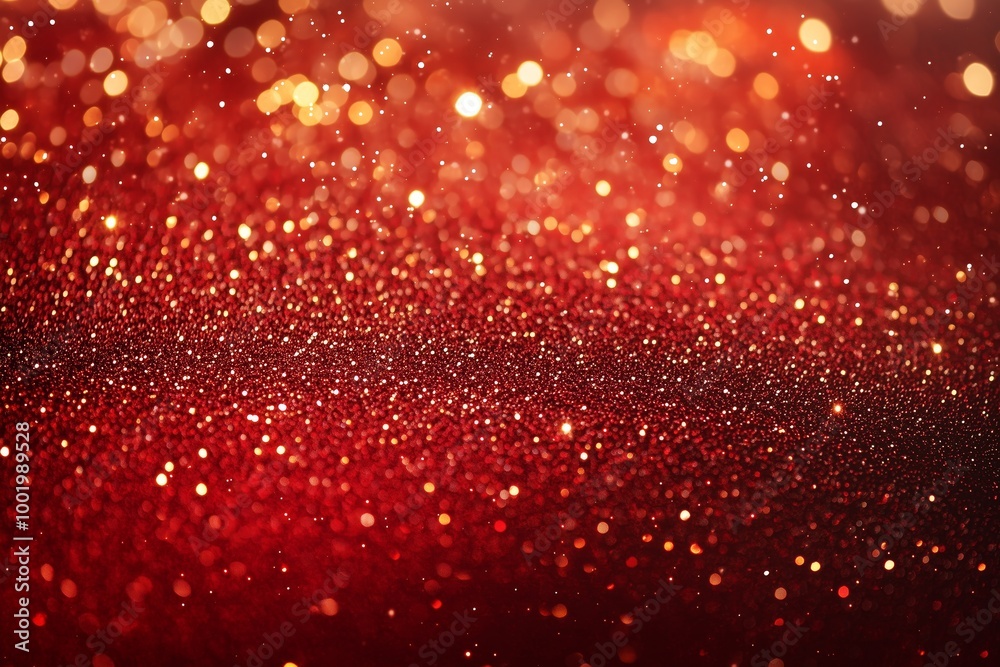 Christmas Background - Golden Glitter On Shiny Red Christmas Background - Golden Glitter On Shiny Red