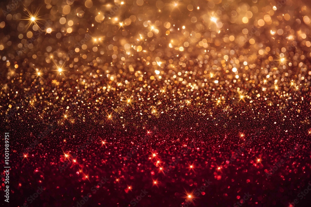 Christmas Background - Golden Glitter On Shiny Red Christmas Background - Golden Glitter On Shiny Red