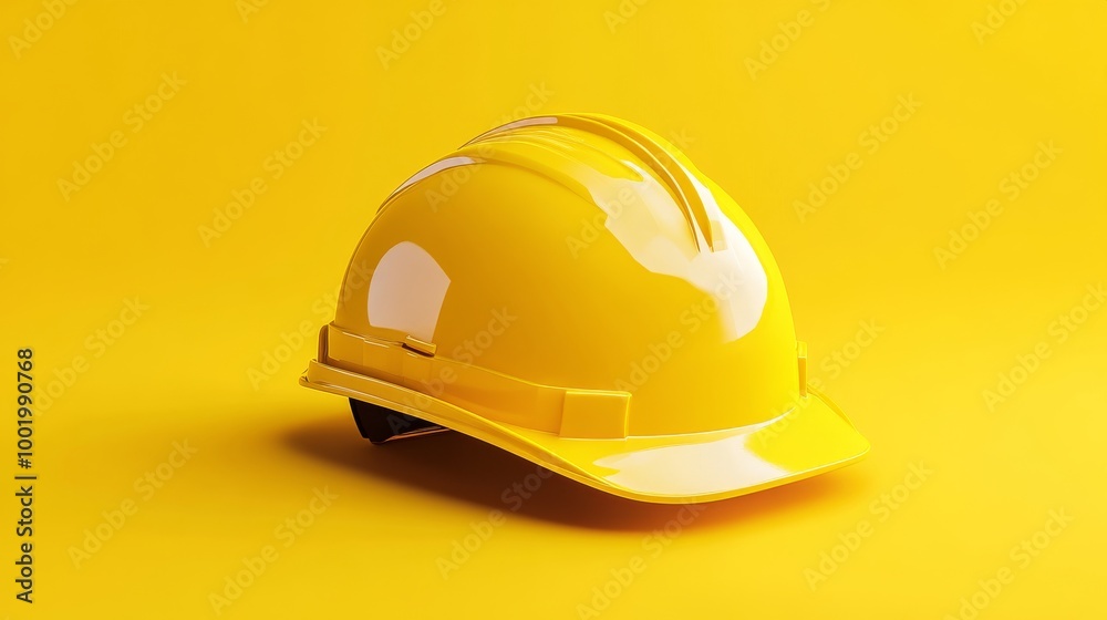 Yellow construction helmet on yellow background Yellow construction helmet on yellow background