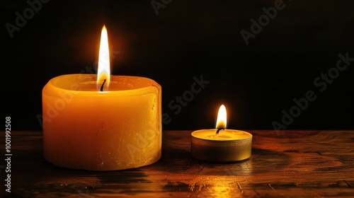 Elegant Candles Emitting Warm Light in Dark Setting