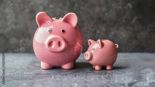 Cute Pink Piggy Banks for Saving Money and Budgeting photo