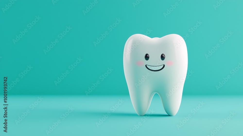Smiling Cartoon Tooth with Friendly Expression Smiling Cartoon Tooth with Friendly Expression