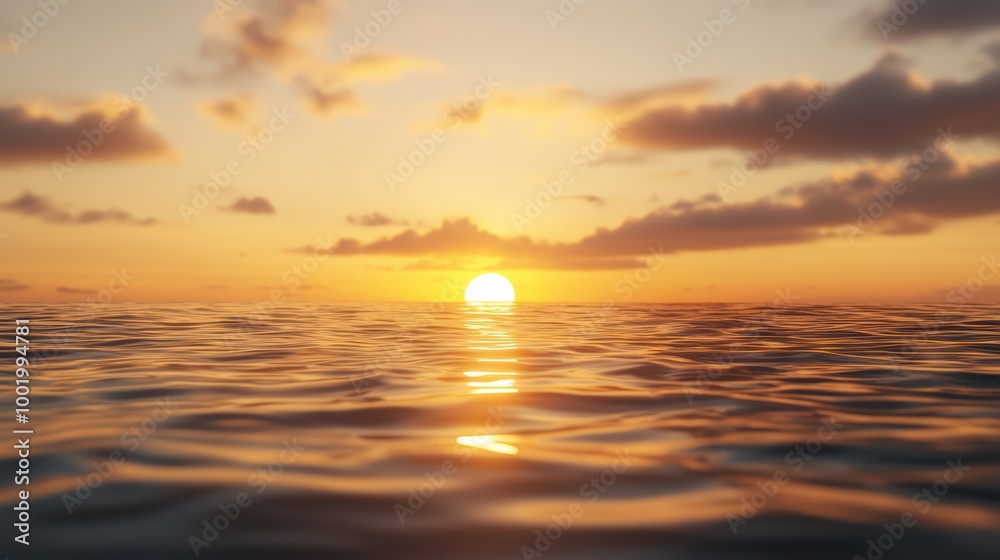 Serene sunset over calm ocean waves Serene sunset over calm ocean waves