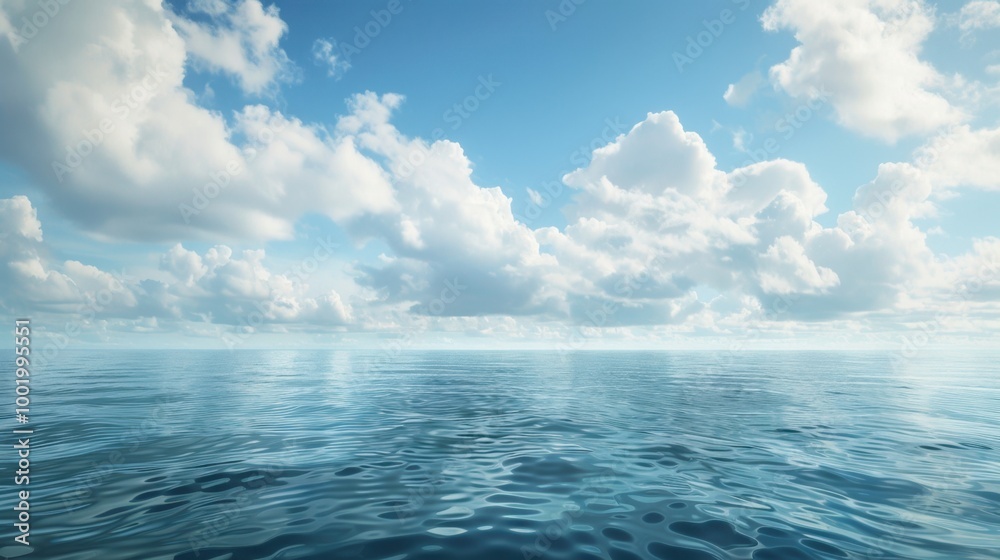 Obraz premium Serene Ocean and Sky with Soft Clouds