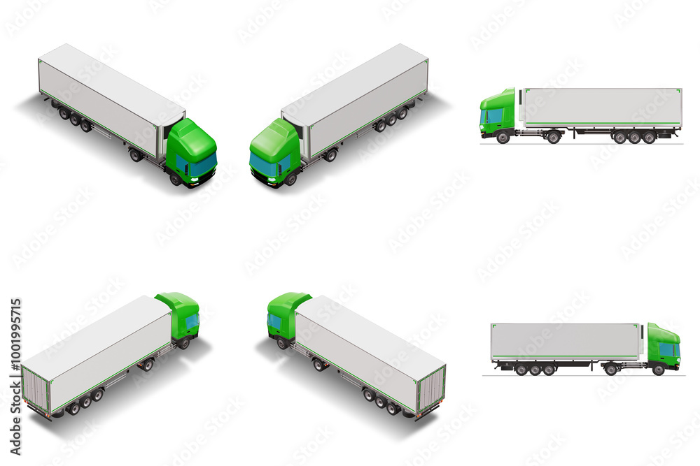 3D Isometric Cargo Truck with White Semi-Trailer Van Vector Illustration Modern Green Cabine Intercity Delivery Vehicle 4x2 Design Logistics Transport Presentation Social Media Video Promo Collection
3D Isometric Cargo Truck with White Semi-Trailer Van Vector Illustration Modern Green Cabine Intercity Delivery Vehicle 4x2 Design Logistics Transport Presentation Social Media Video Promo Collection