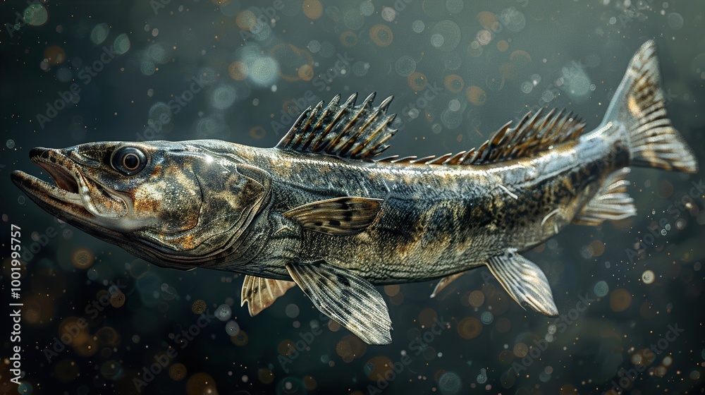 Fototapeta premium Close-Up of a Fish Swimming Underwater