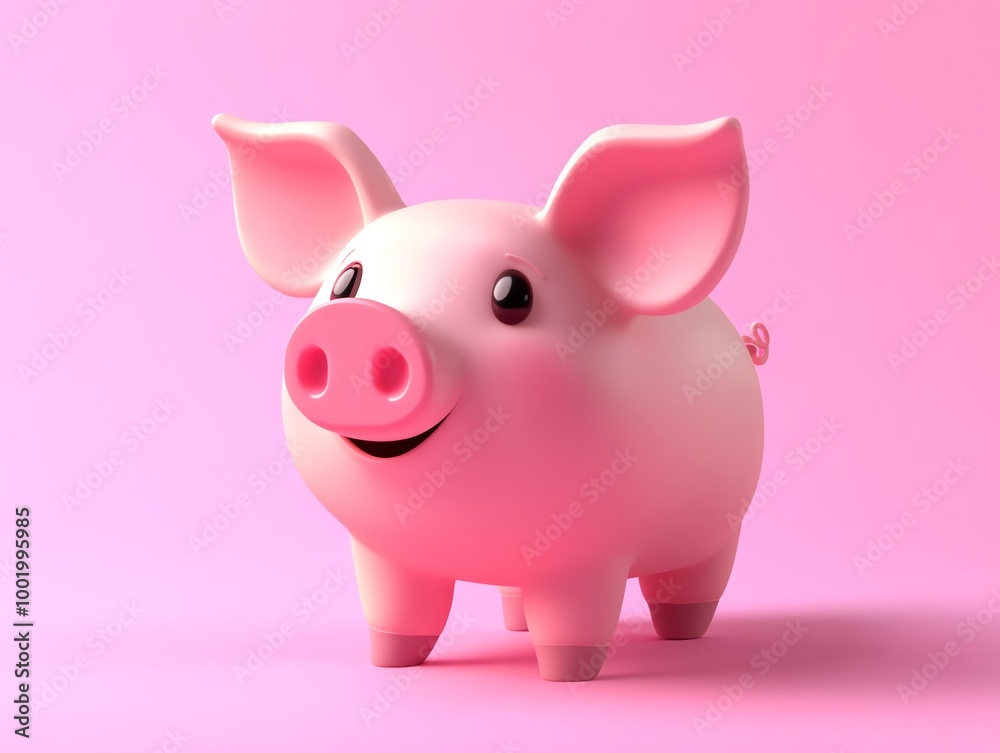 A cute pig in 3D, clean solid color background, easy to cut out A cute pig in 3D, clean solid color background, easy to cut out