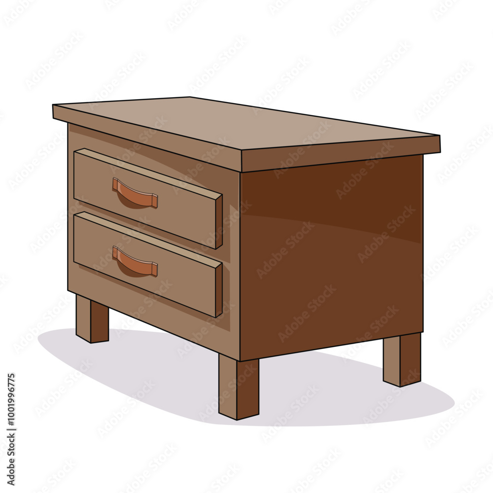 Isolated drawer chest table illustration on white background. Vector Illustration. Isolated drawer chest table illustration on white background. Vector Illustration.