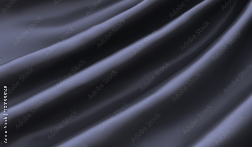 Obraz premium Black silk, crumpled fabric, crumpled satin fabric, abstract waves, silk wavy, silk or satin, elegant, silk veil, soft canvas background, linen, 3d rendering