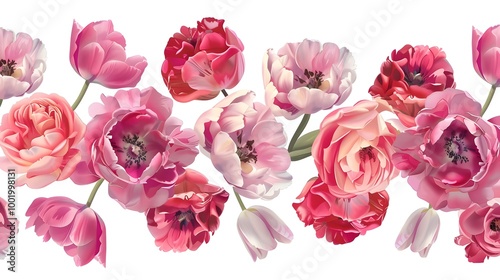 Pink tulip bouquet, a symbol of love and beauty, isolated on white background
