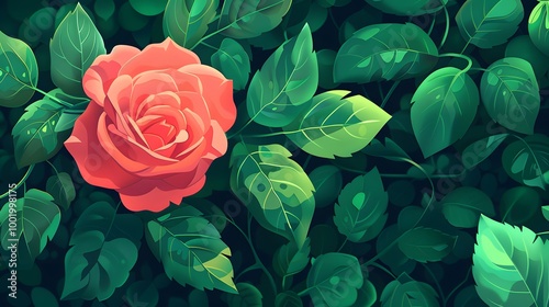 Pink roses bloom beautifully in a summer garden, surrounded by lush green leaves