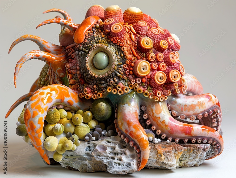Obraz premium Ceramic Octopus Sculpture: A Whimsical Sea Creature