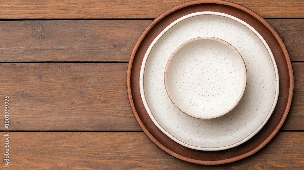 White Ceramic Plates and Bowl on Wooden Table Top View Minimalist Tableware Photography White Ceramic Plates and Bowl on Wooden Table Top View Minimalist Tableware Photography