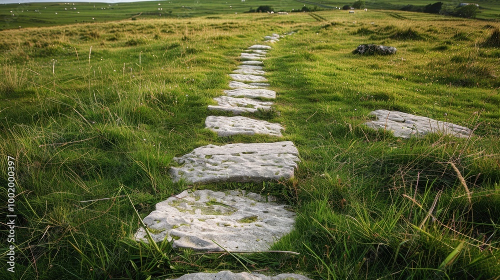 Tranquil Pathway Through Lush Green Pastures Tranquil Pathway Through Lush Green Pastures