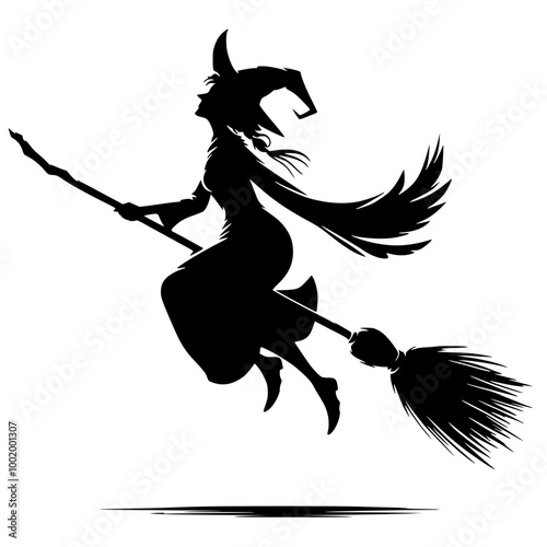 Witch's broomstick silhouette