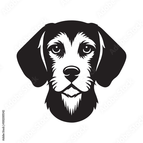 Harrier Dog Face Clipart Design - Dog Face Logo - Harrier Vector illustration in black and white
