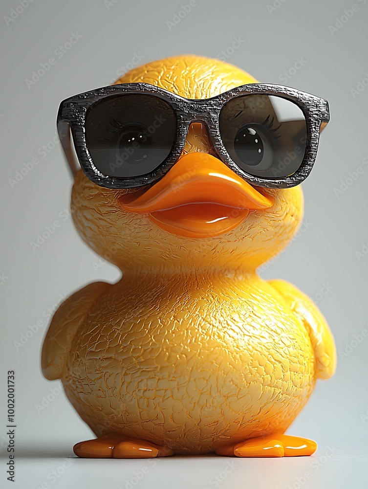Cute Yellow Rubber Duck with Stylish Sunglasses Cute Yellow Rubber Duck with Stylish Sunglasses