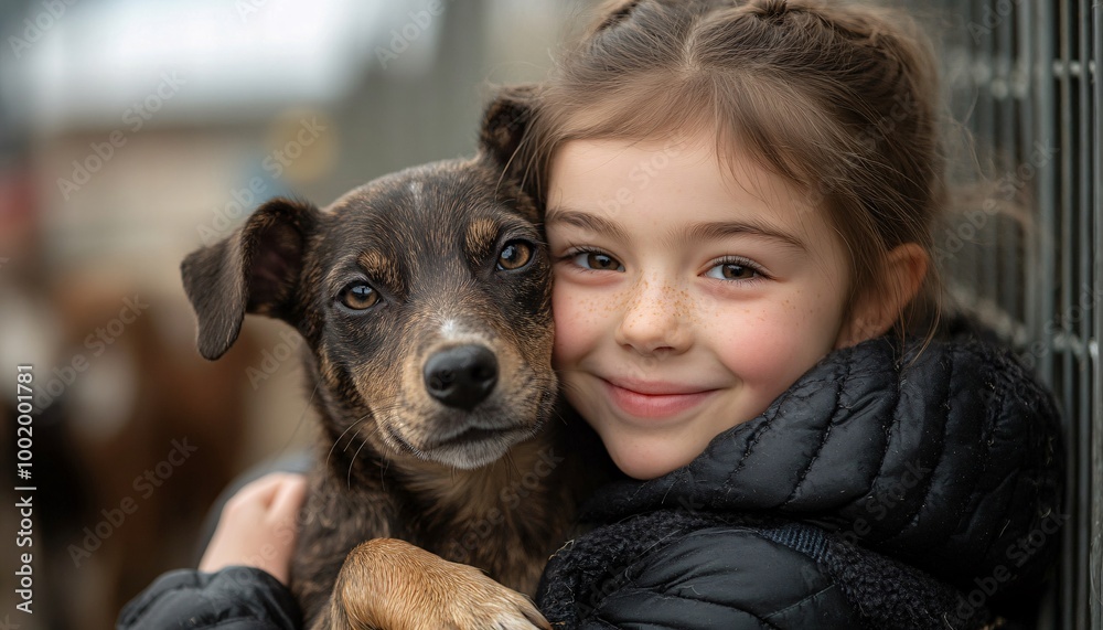 Compassionate Connection: Young Girl with Autism Embracing Animals at Shelter