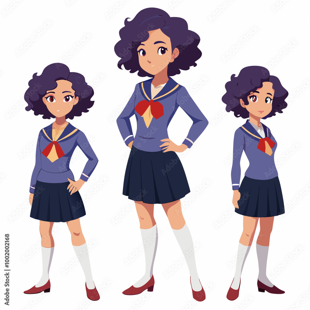 Young School Girl: Different Poses - Vector Young School Girl: Different Poses - Vector