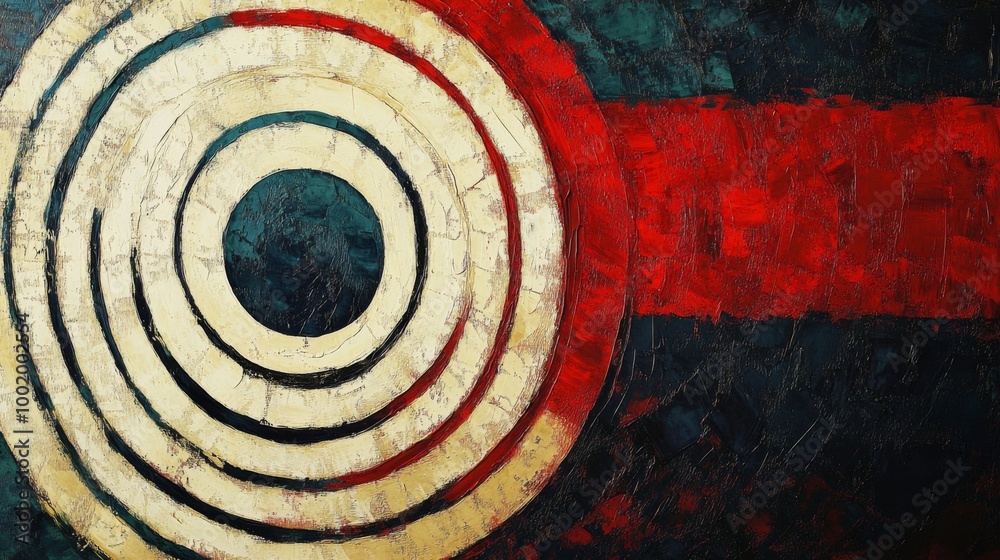 Abstract Red & White Circles: A captivating abstract painting with bold red and white circles layered upon a deep blue canvas. Abstract Red & White Circles: A captivating abstract painting with bold red and white circles layered upon a deep blue canvas.