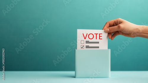 Closeup of a ballot with a hand placing it inside a protective sleeve, vote protection, voter security