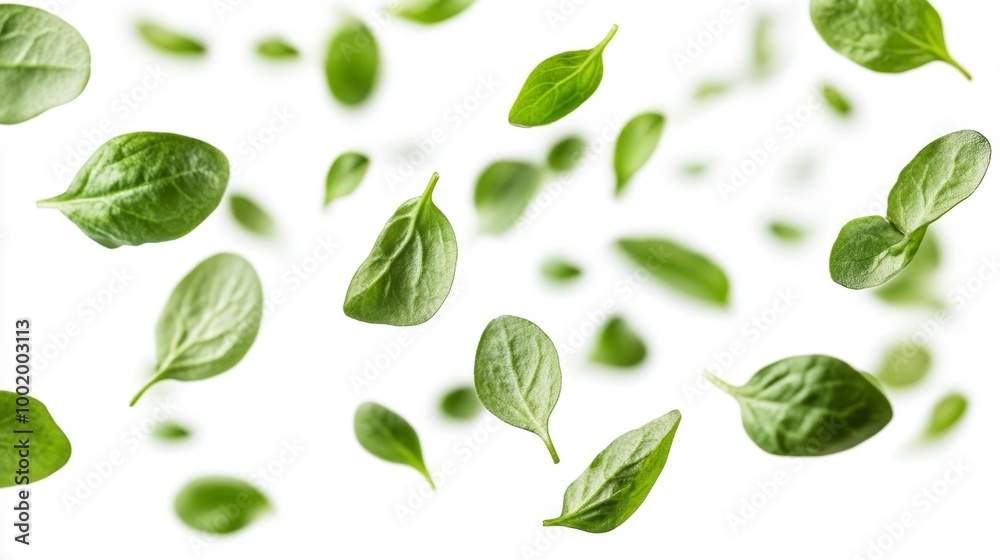 Fresh Green Spinach Leaves Isolated on White Background Generative AI Fresh Green Spinach Leaves Isolated on White Background Generative AI