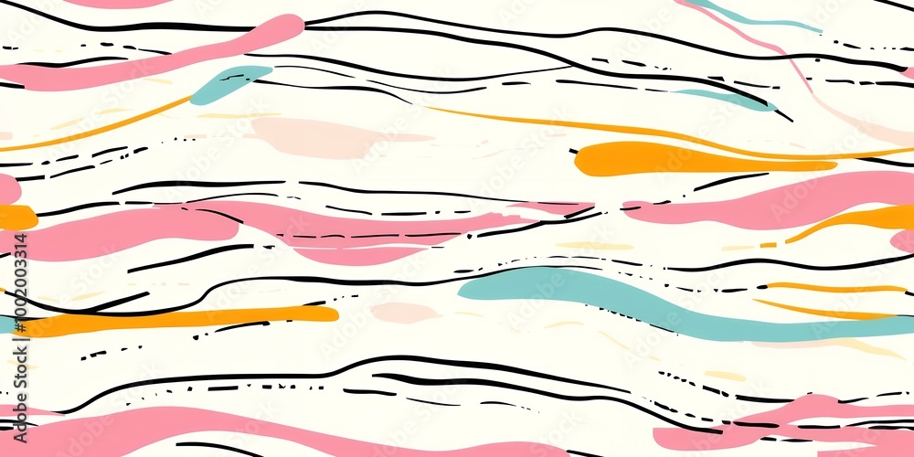 Abstract background with black lines and colorful shapes. Abstract background with black lines and colorful shapes.
