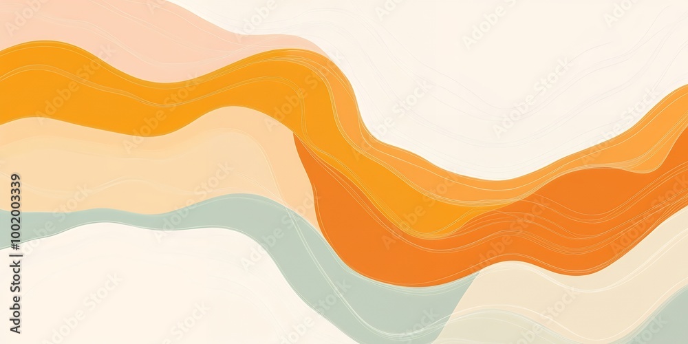 Abstract background with wavy lines in shades of orange, blue, and white.