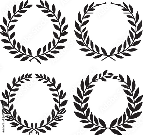 black laurels frames branches wreaths icon collection vector illustration