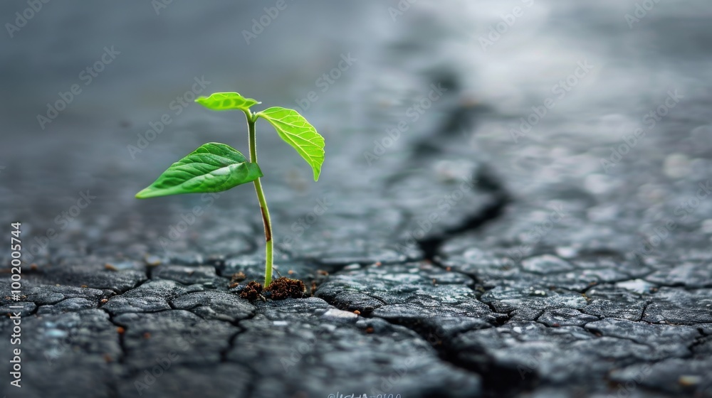 Resilient Plant Growing Through Cracked Asphalt Resilient Plant Growing Through Cracked Asphalt