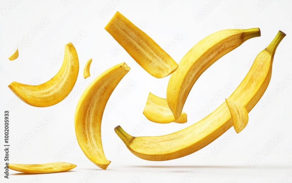 Sliced Banana Falling in Motion Generative AI Sliced Banana Falling in Motion Generative AI