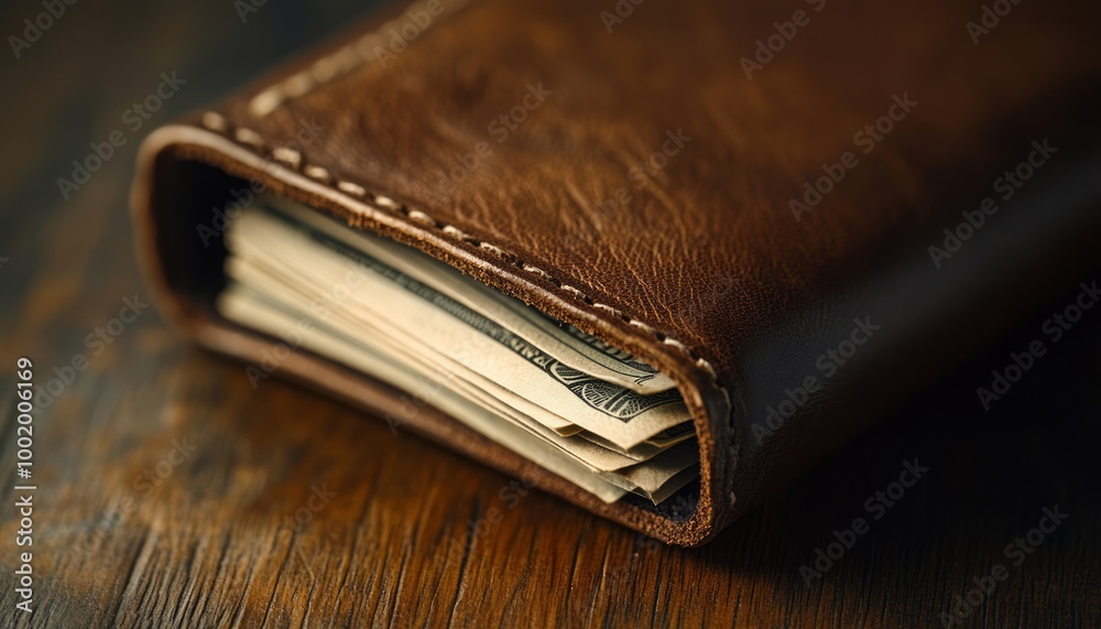 Wallet packed with cash symbolizing financial security and abundance. Wallet packed with cash symbolizing financial security and abundance.