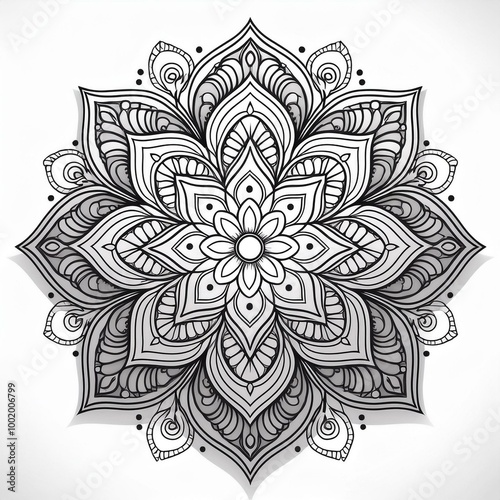 Mandala art design also called rangoli, decorative elements on white background