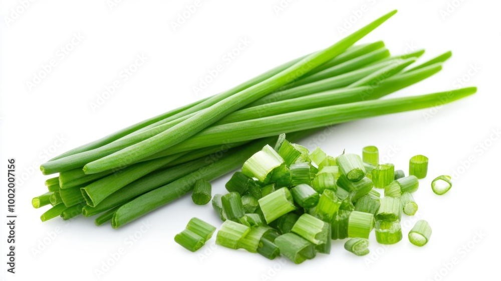 Green Onion Isolated on White Background Generative AI Green Onion Isolated on White Background Generative AI