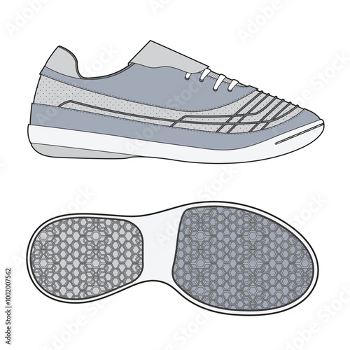 Football shoes for men flat drawing vector mockup template