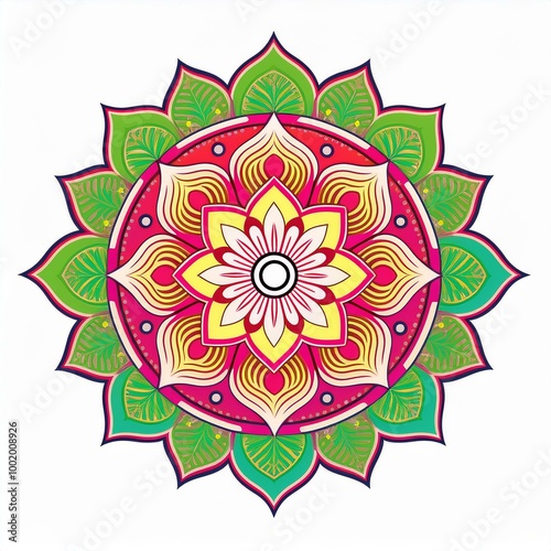 Mandala art design also called rangoli, decorative elements on white background