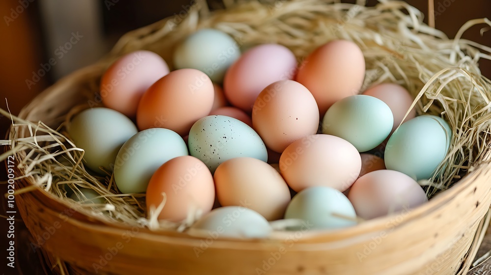 easter eggs in a basket easter eggs in a basket