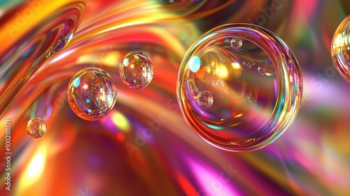 Dynamic and bold abstract soap bubble background with swirling colors, perfect for a vibrant, energetic atmosphere.