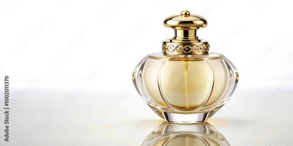 Perfume bottle with elegant design and gold accents, fragrance, glass, luxury, scent, beauty, cosmetic, fashion, accessory Perfume bottle with elegant design and gold accents, fragrance, glass, luxury, scent, beauty, cosmetic, fashion, accessory
