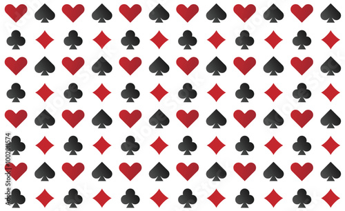 Poker card symbol pattern color red and black diamond heart club spade photo