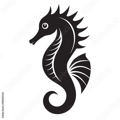 Seahorse silhouette vector illustration on a white background