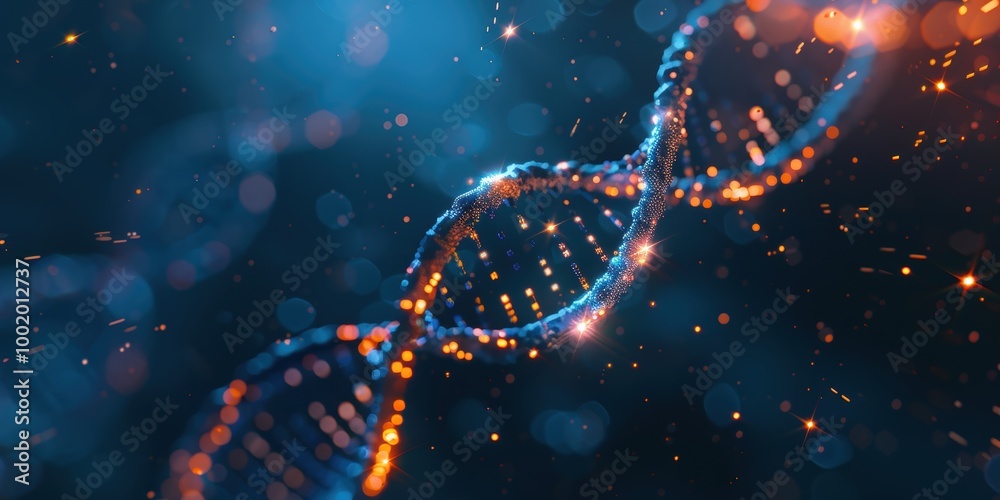 DNA Helix with Glowing Particles DNA Helix with Glowing Particles