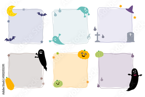 ハロウィンのフレームセット　四角　イラスト