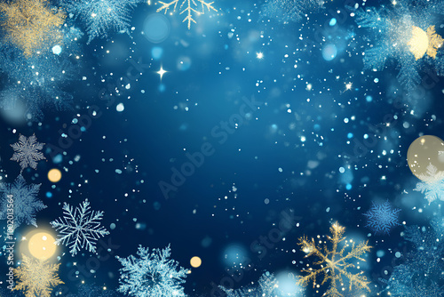 blue christmas background with snowflakes