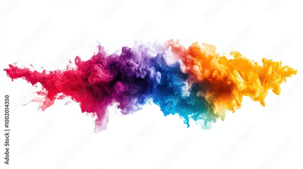 Fototapeta premium Colorful smoke cloud design on a white isolate background.