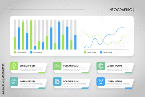 Set of business  infographic, bar, line, steps. Business presentation