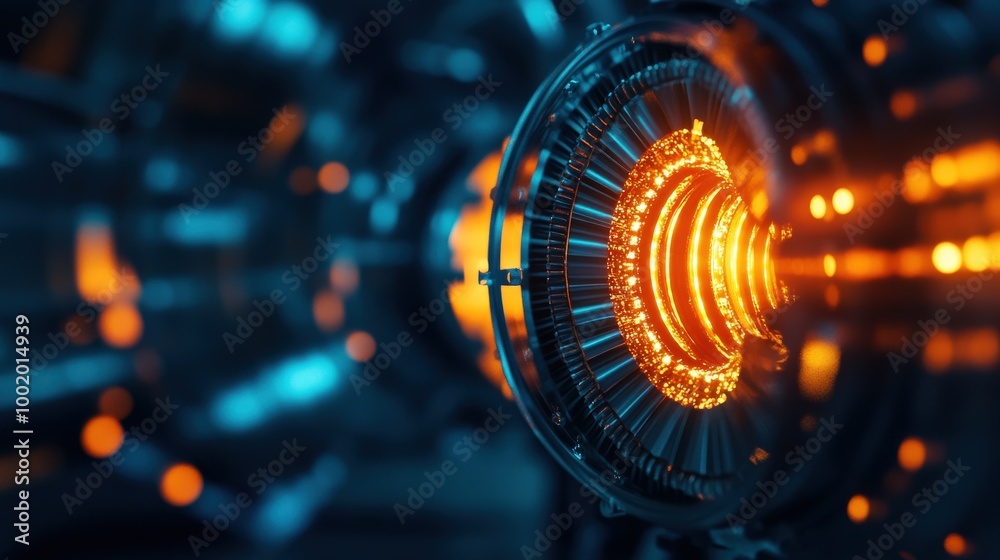 Obraz premium Futuristic technology interface with glowing elements and intricate details.