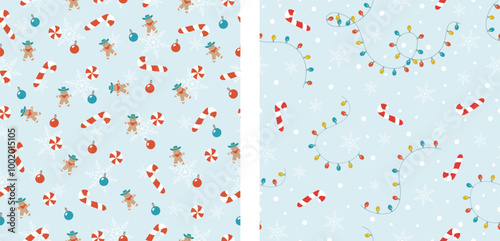 Wallpaper Mural Christmas Seamless Pattern. Christmas and New year Holiday Repeatable Pattern. Decorative Elements Texture for Wallpaper, Gift Wrapping paper, Card or Banner Template or Fabric Textile Prints. Torontodigital.ca